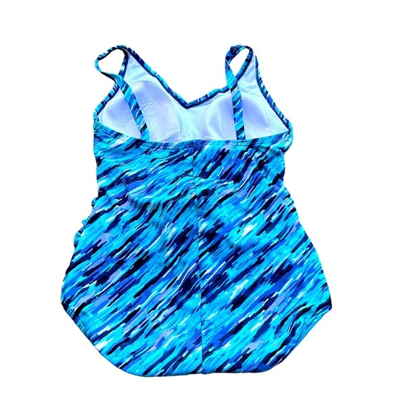 Speedo Blue Abstract One Piece Swimsuit 14 - Picture 2 of 2